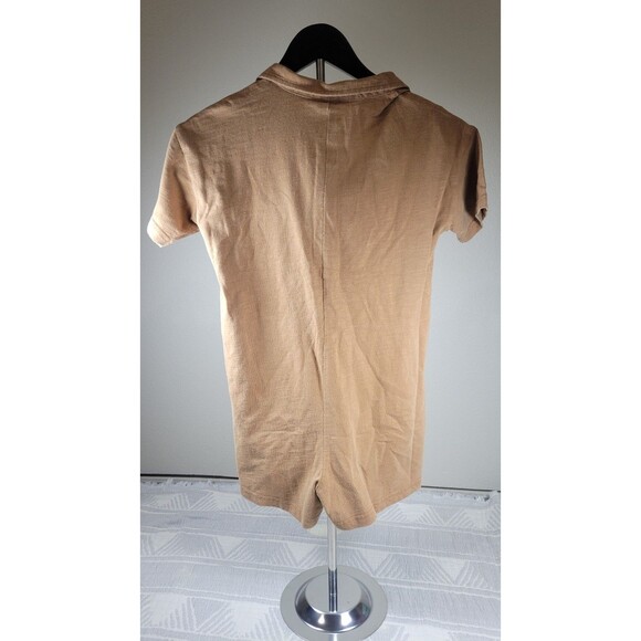 Rylee + Cru 100% Cotton Collared Button Romper – Camel (Size 8–9Y)‎ - Picture 6 of 8